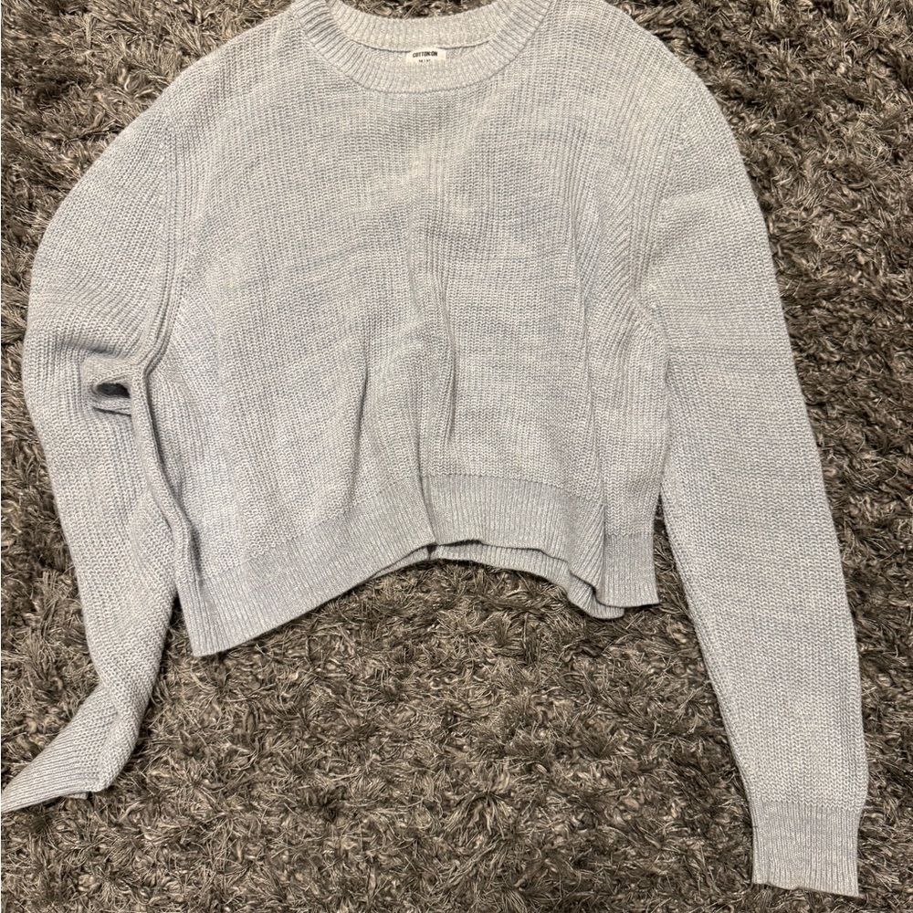 Cozy Cropped Baby Blue Women's Sweater
